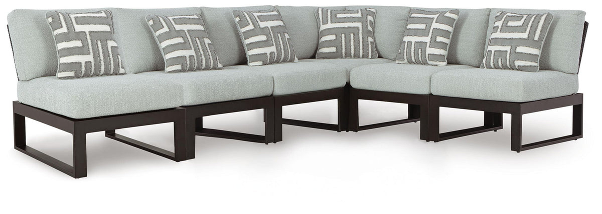 Beachloft - 6-Piece Outdoor Sectional - Black / Gray