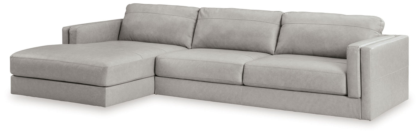 Amiata - 2-Piece Sectional With Laf Corner Chaise - Leather Match - Glacier