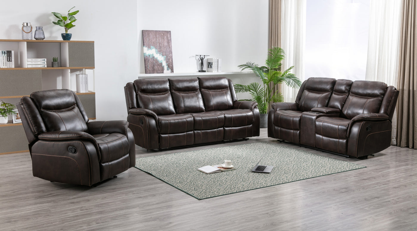 Mercer Reclining Sofa, Brown Leather Gel