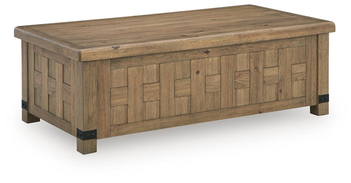 Ridgester - Lift Top Cocktail Table - Light Brown image 1