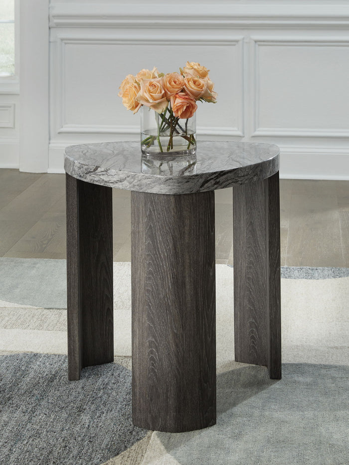 Surmour - Triangle End Table - Gray / Brown image 2