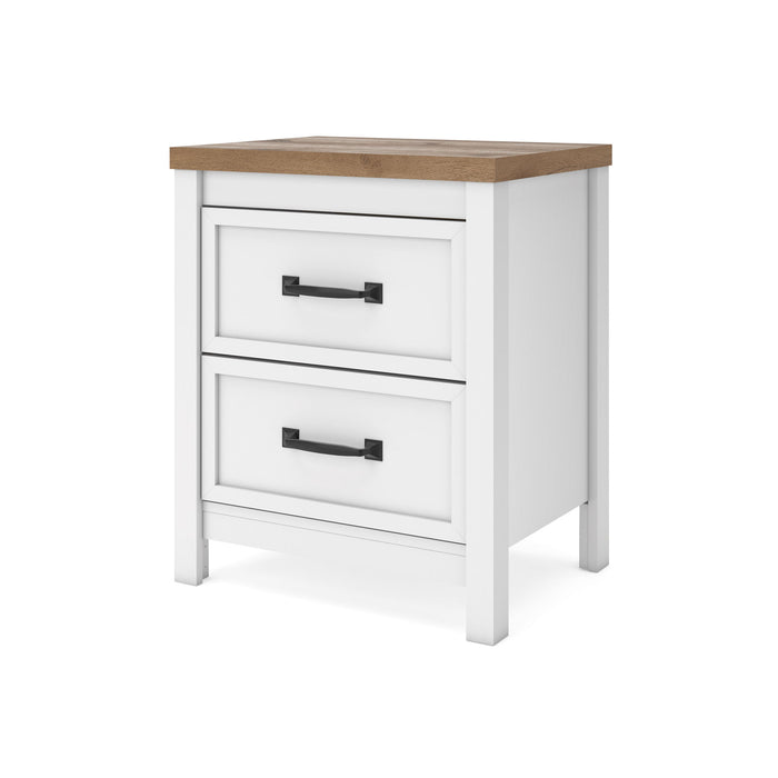Kerisden - Two Drawer Night Stand - White / Brown image 2