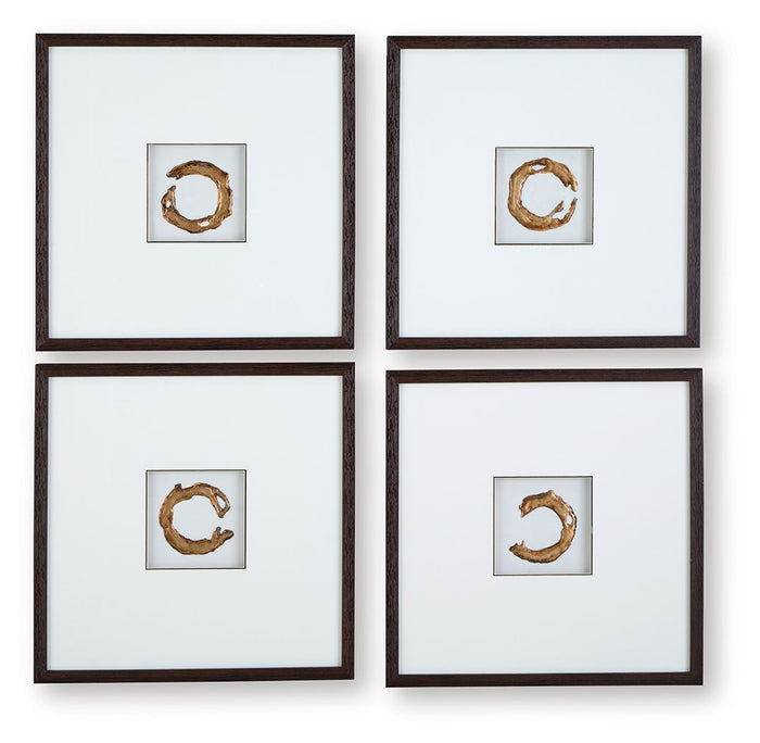 Dallbourne - Wall Art Set (Set of 4) - White / Gold Finish image 1