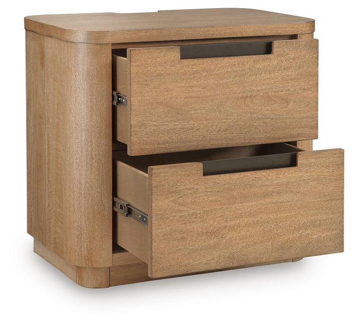 Pamaria - Two Drawer Night Stand - Light Brown image 2