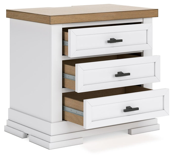 Ashbryn - Three Drawer Night Stand - White / Natural image 2