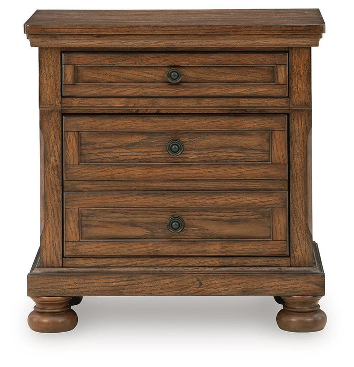 Zackaryn - Two Drawer Night Stand - Warm Brown image 2