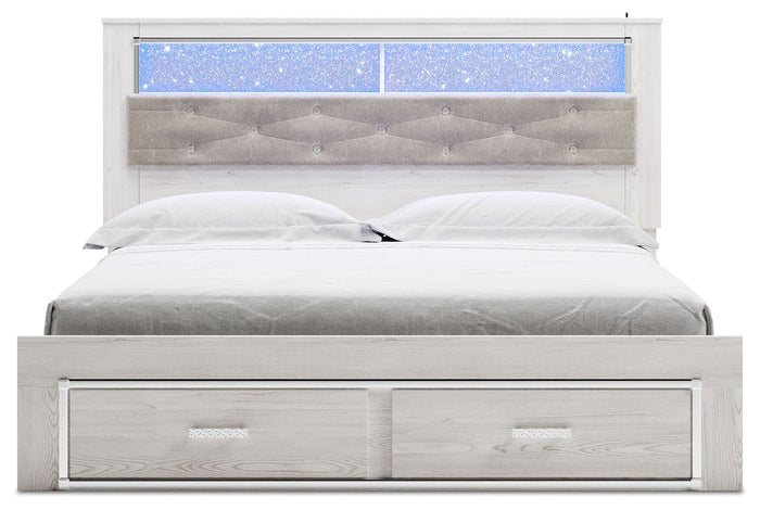 Altyra - King Upholstered Bookcase Bed With Storage - White image 2