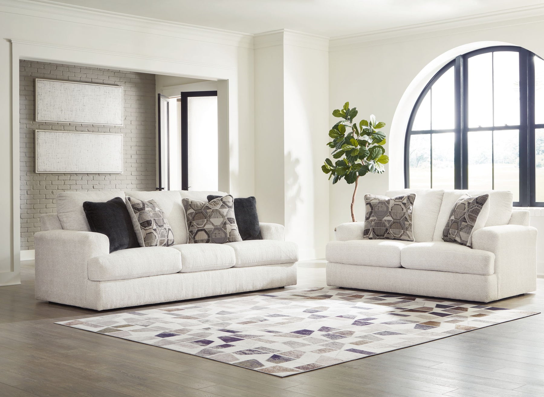 White / 2 Pc. Sofa, Loveseat