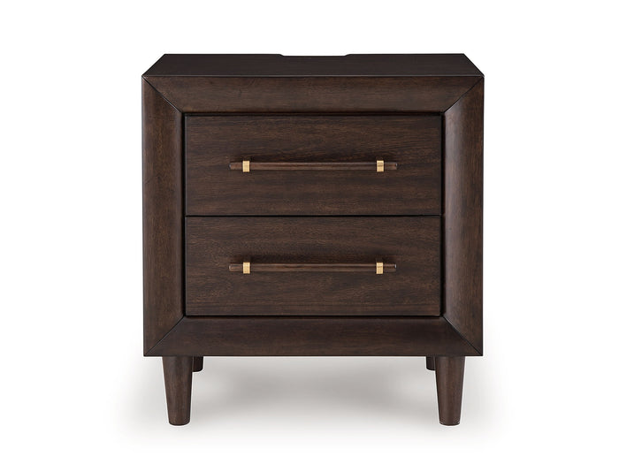 Dantenton - Two Drawer Night Stand - Merlot image 2