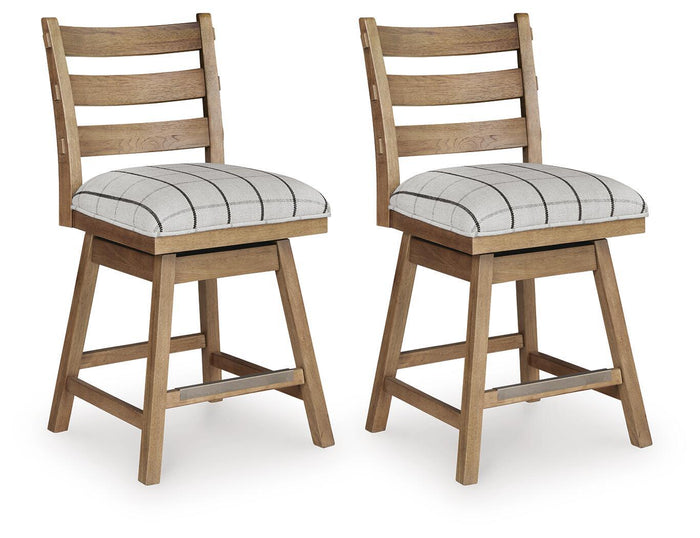 Ridgester - Upholstered Swivel Barstool (Set of 2) - Light Brown image 1