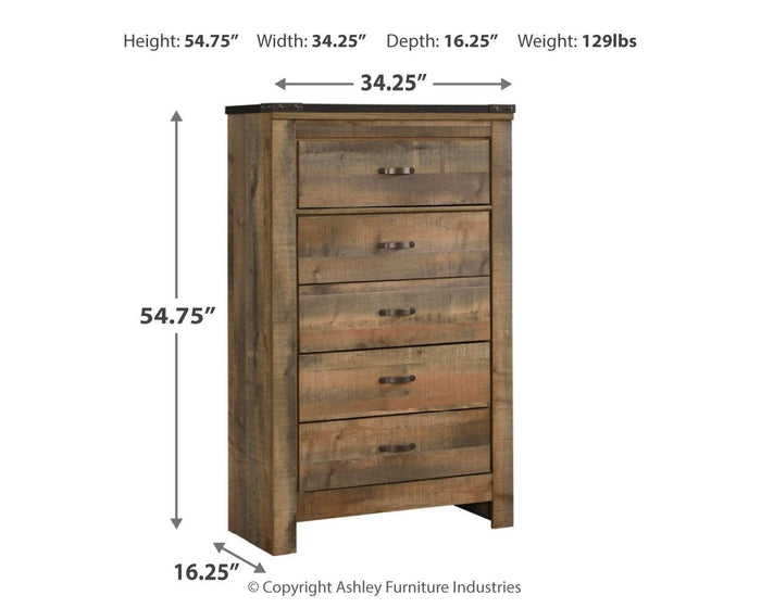 Trinell - Five Drawer Chest - Brown image 2