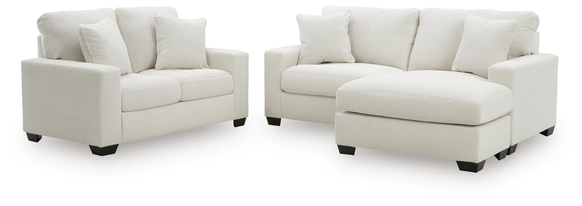 White / 2 Pc. Sofa Chaise, Loveseat