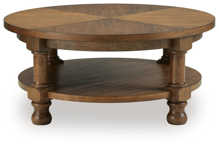 Chadworth - Round Cocktail Table - Medium Brown image 2