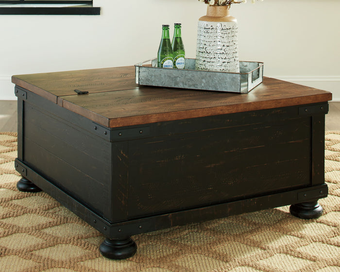 Valebeck - Lift Top Cocktail Table - Black / Brown image 2