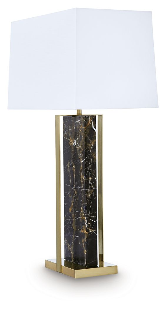 Neonish - Marble Table Lamp - Black / Gold Finish image 2