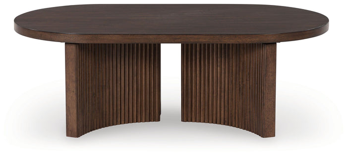 Korestone - Oval Cocktail Table - Dark Brown image 2