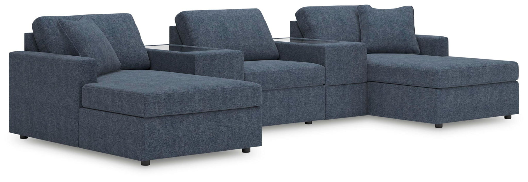 Blue / 5 Pc. Pit Sectional With Storage Consoles