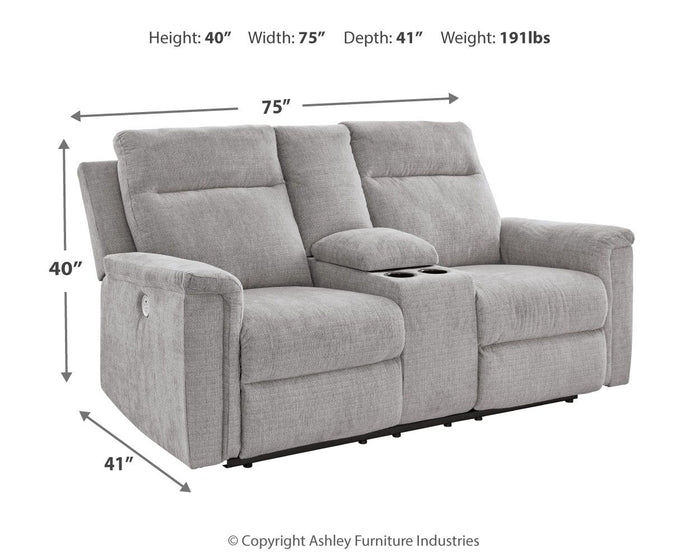 Barnsana - Dbl Power Reclining Loveseat with Console - Ash image 2