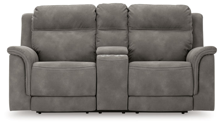 Next-Gen Durapella - Pwr Rec Loveseat/Con/Adj Hdrst - Microfiber - Slate image 2