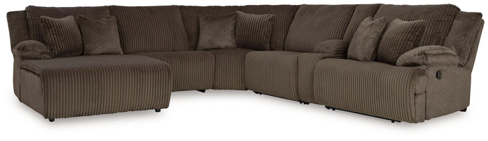 Top Tier - 6-Piece Reclining Sectional With Laf Press Back Chaise - Fabric - Chocolate image 1