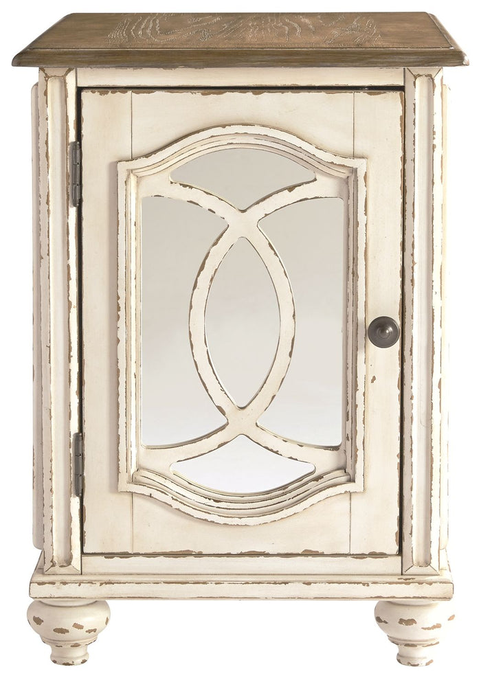 Realyn - Chair Side End Table - Insert Mirror - White / Brown image 2