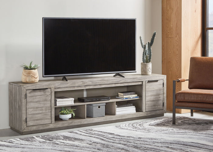 Naydell - XL TV Stand w/Fireplace Option - Gray image 2