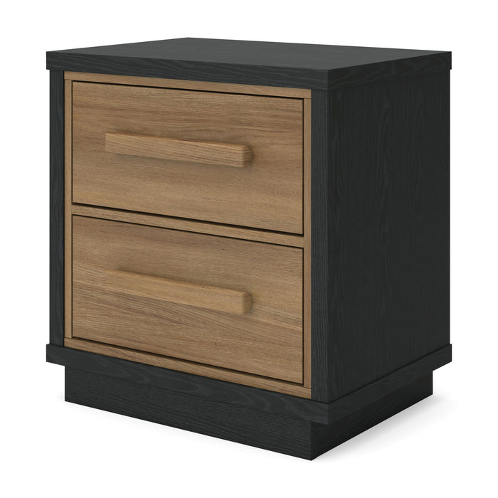 Kozmour - Two Drawer Night Stand - Black / Brown image 2