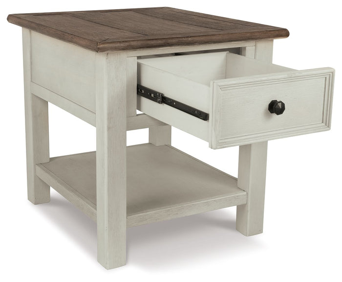 Bolanburg - Rectangular End Table - White / Brown / Beige image 2