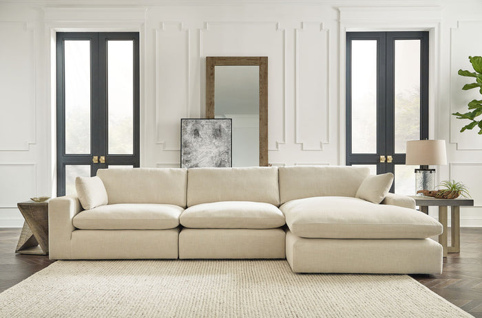 Elyza - 4 Pc. - Right Arm Facing Corner Chaise 3 Pc Sectional, Ottoman - Linen image 2