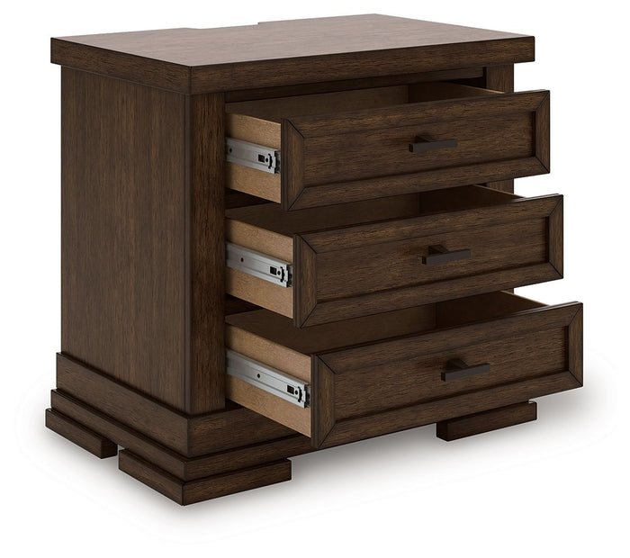 Taffenbrook - Three Drawer Night Stand - Medium Brown image 2