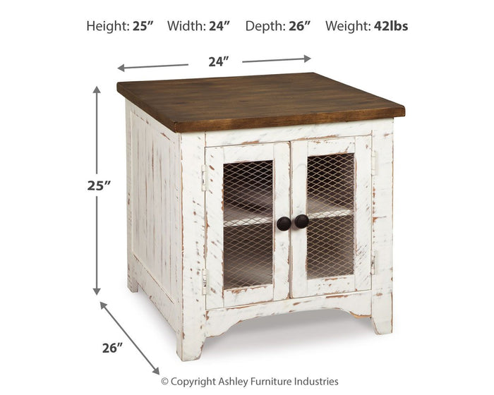 Wystfield - Rectangular End Table - 2 Doors - White / Brown image 2