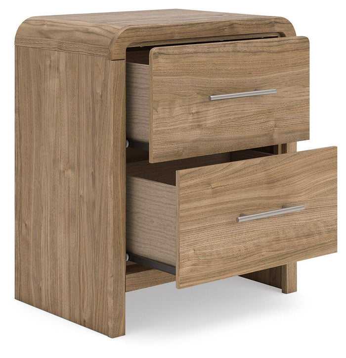 Gramburg - Two Drawer Night Stand - Warm Natural Brown image 2