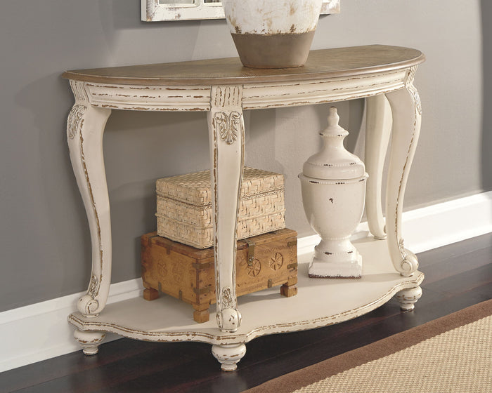 Realyn - Sofa Table - White / Brown image 2