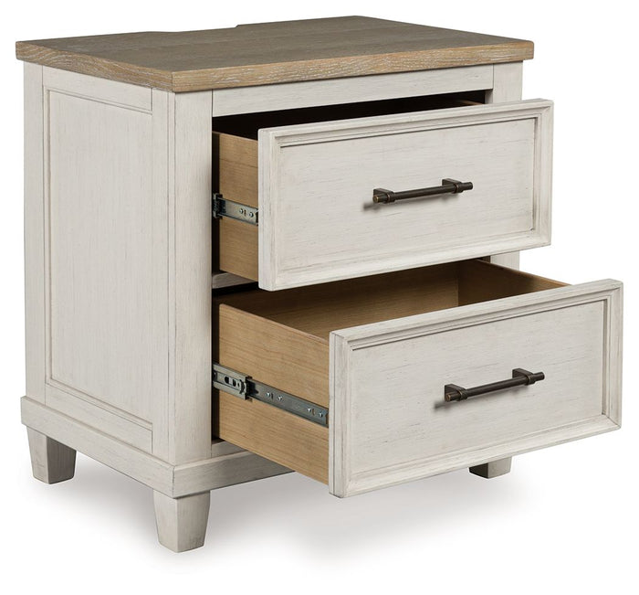 Shaybrock - Two Drawer Night Stand - Antique White / Brown image 2