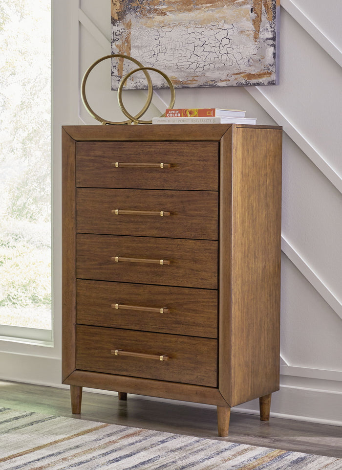 Lyncott - Five Drawer Chest - Brown image 2