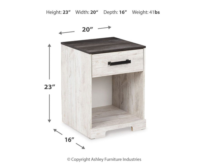 Shawburn - One Drawer Night Stand - Open Cubby - White / Black / Gray image 2