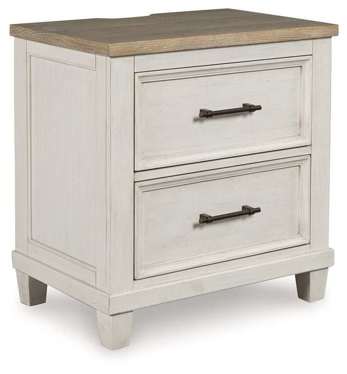 Shaybrock - Two Drawer Night Stand - Antique White / Brown image 1