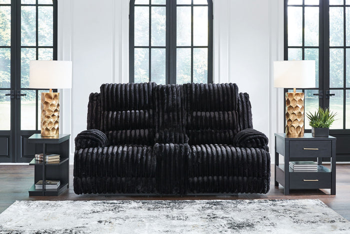 Rhine Falls - Double Reclining Power Loveseat With Console - Onyx image 2