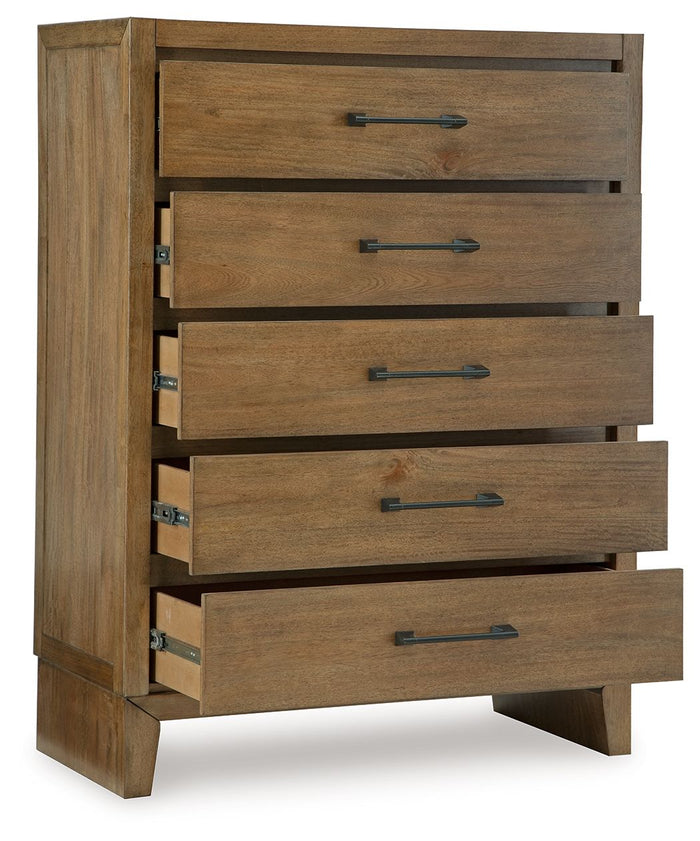 Sherbana - Five Drawer Chest - Light Brown image 2