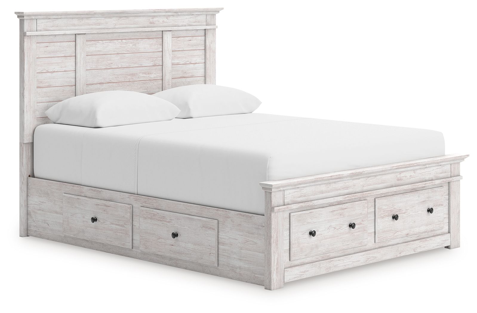 White / Queen / 2 Under Bed Storage Units And Storage Footboard