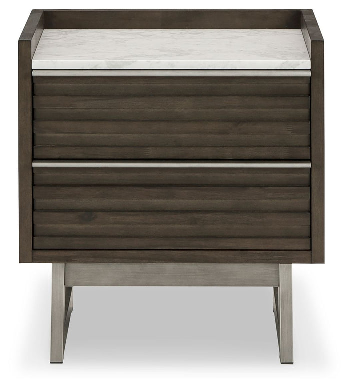 Arkenton - Two Drawer Night Stand - Grayish Brown / White image 2