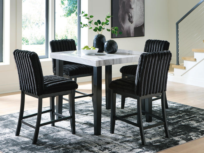 Mervannie - 5 Pc. - Counter Height Dining Table And 4 Barstools - Gray / Black image 2
