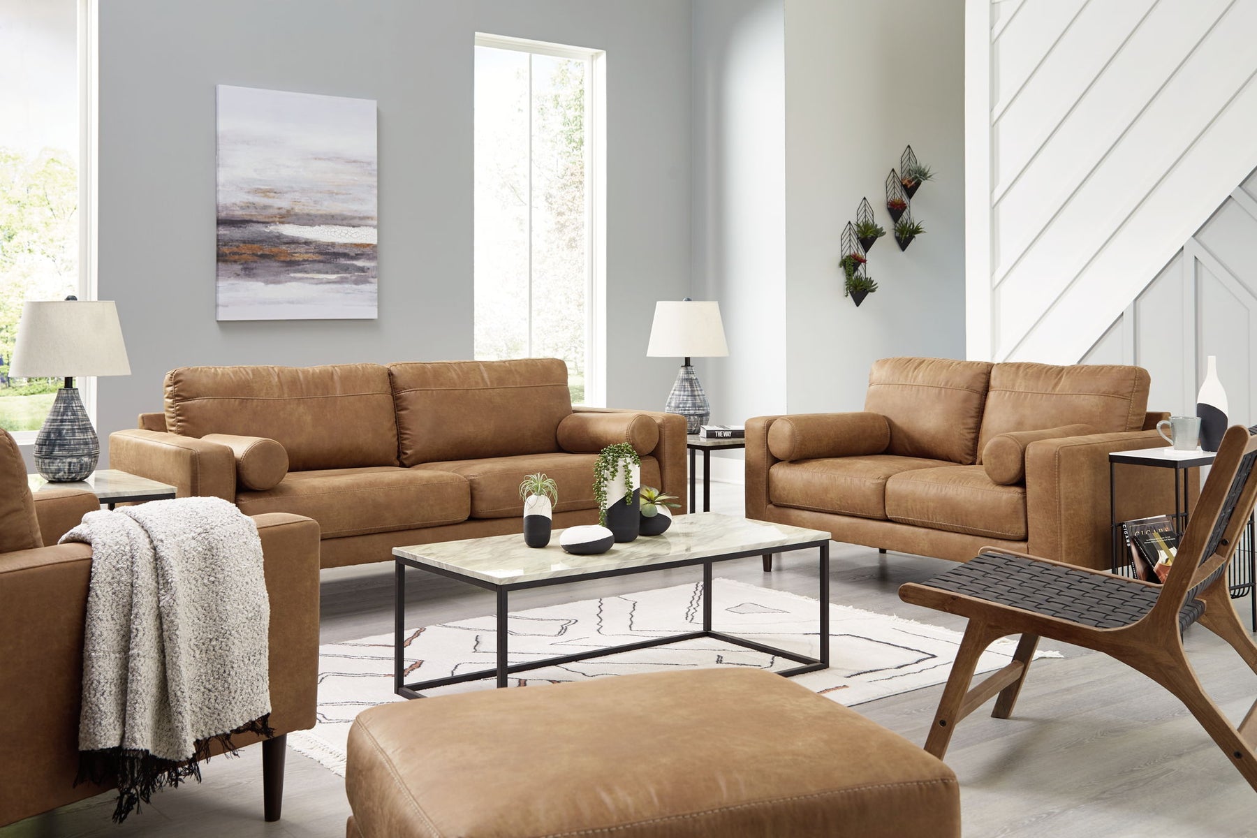 Light Brown / 4 Pc. Sofa, Loveseat, Chair, Ottoman