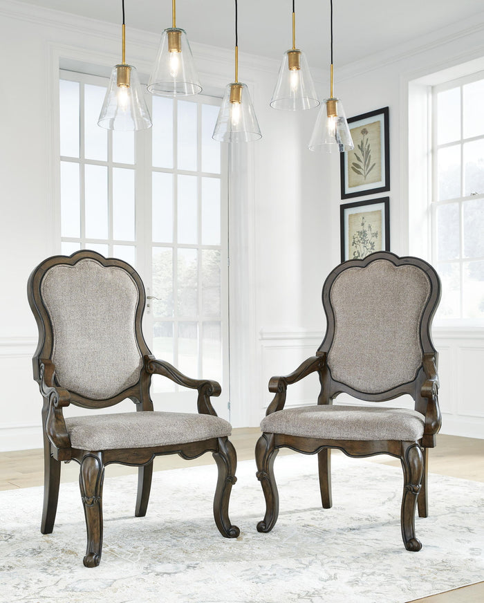 Maylee - Dining Upholstered Arm Chair (Set of 2) - Dark Brown image 2