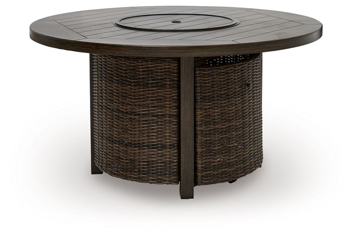 Monterey Point - Round Fire Pit Table - Dark Brown image 1