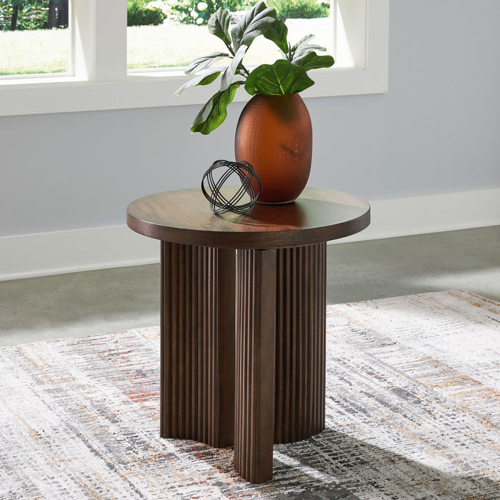 Korestone - Round End Table - Dark Brown image 2