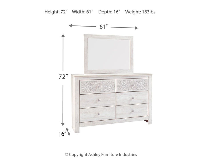 Paxberry - Dresser, Mirror - Medallion Drawer Pulls - Whitewash image 2