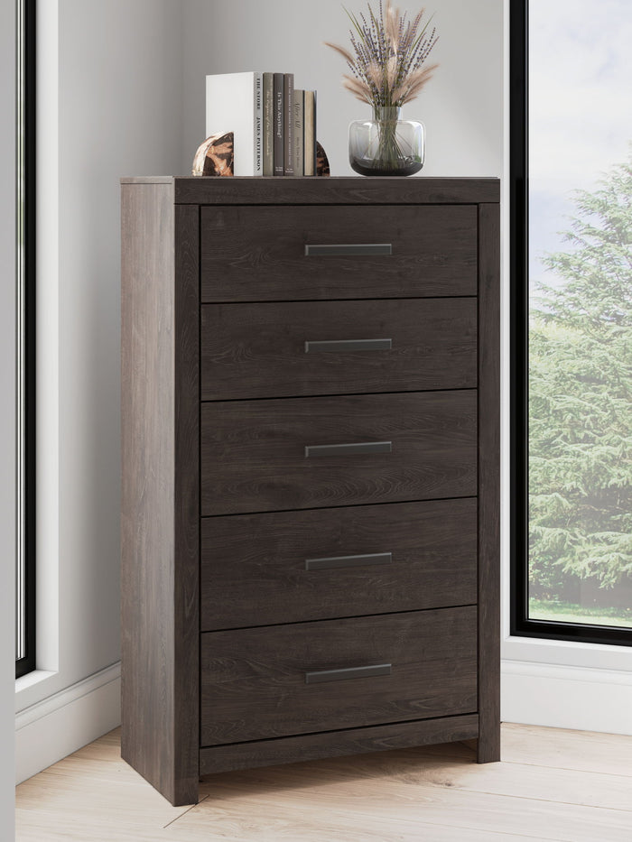 Prendonea - Five Drawer Chest - Charcoal image 2
