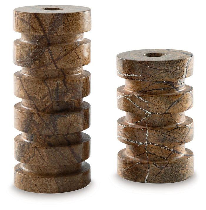 Emsleyfield - Candle Holder Set (Set of 2) - Tan image 1