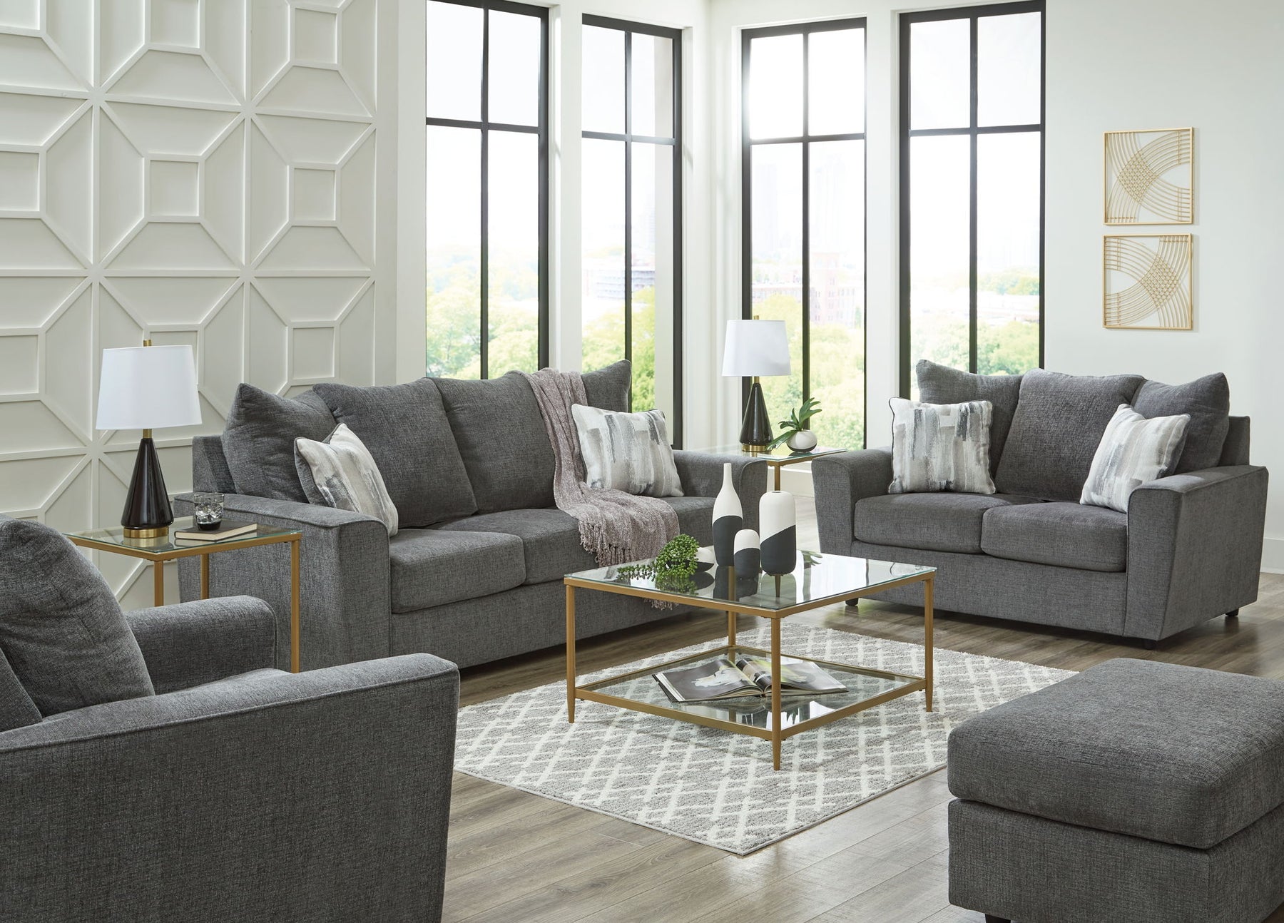 Dark Gray / 4 Pc. Sofa, Loveseat, Chair, Ottoman